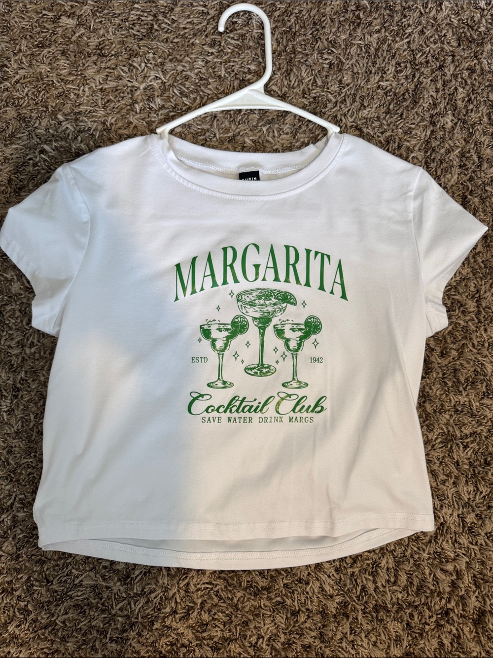 White Margarita Graphic Tee for Kids - Green Print